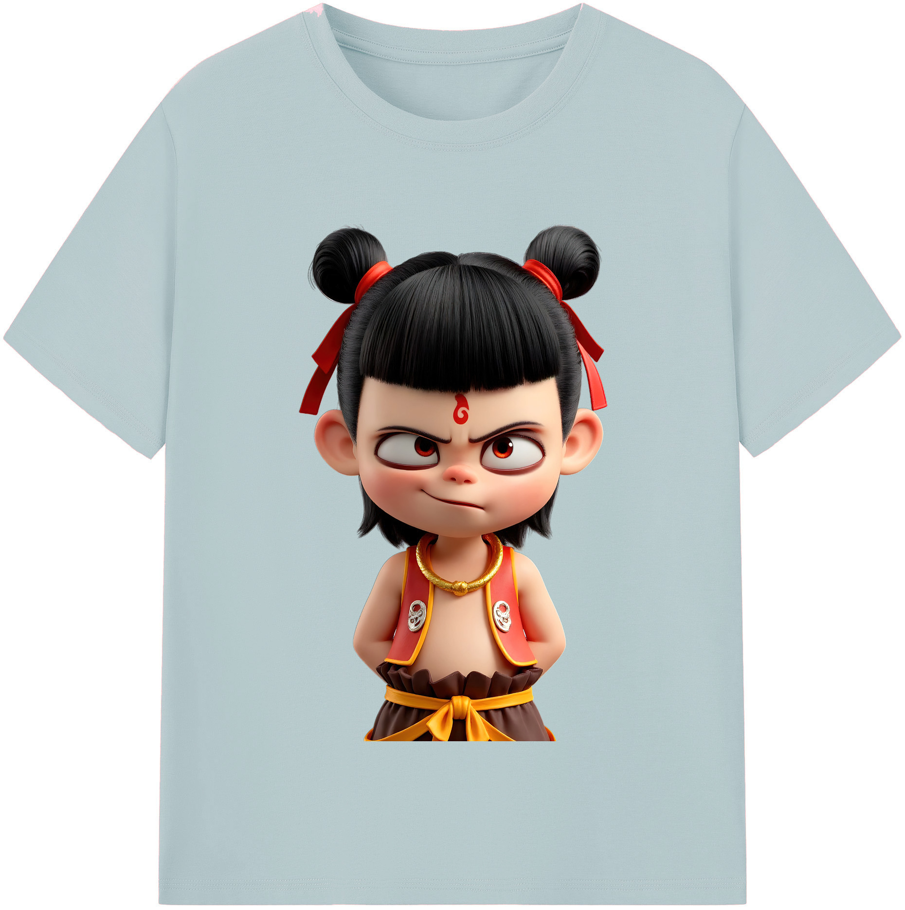 （画像用） Ne Zha 2 ナタ 魔童の大暴れ 綿100％半袖Tシャツ（フロントプリント）